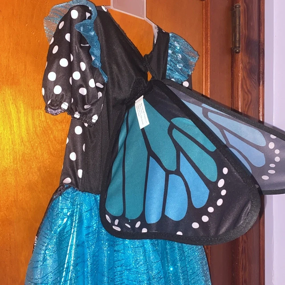 Blue and black butterfly fairy costume size 4